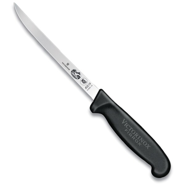Swiss Army Brands Victorinox 40519 Kitchen Fibrox Pro Black Boning - Straight, Narrow, 6In Semi-Flexible Blade VIC-5.6203.15 - main